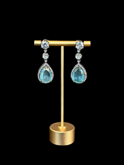 Aqua Blue Gemstone Earrings - Beauty Sutra by Shikha