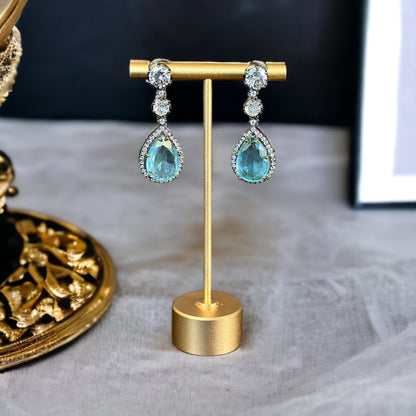 Aqua Blue Gemstone Earrings - Beauty Sutra by Shikha