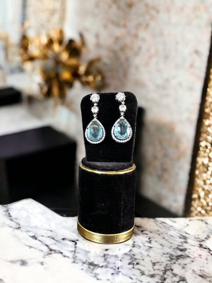 Aqua Blue Gemstone Earrings - Beauty Sutra by Shikha