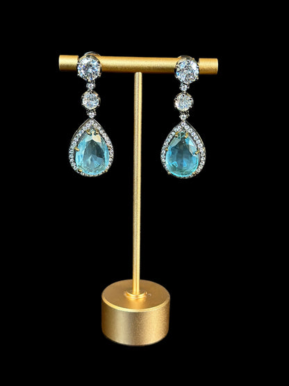 Aqua Blue Gemstone Earrings - Beauty Sutra by Shikha