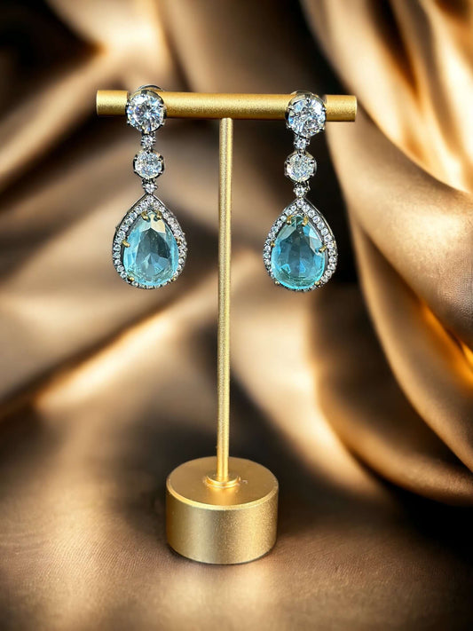 Aqua Blue Gemstone Earrings - Beauty Sutra by Shikha