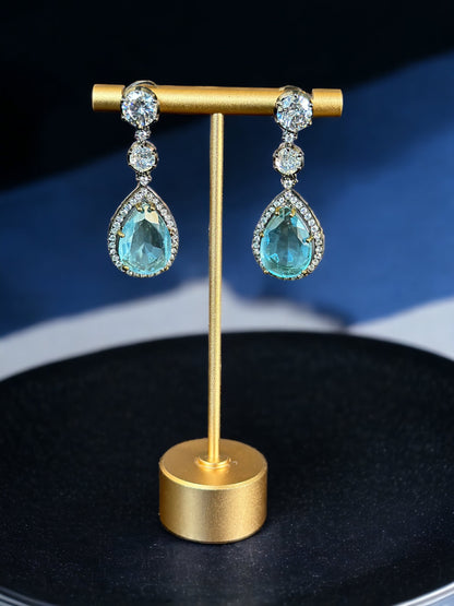 Aqua Blue Gemstone Earrings - Beauty Sutra by Shikha