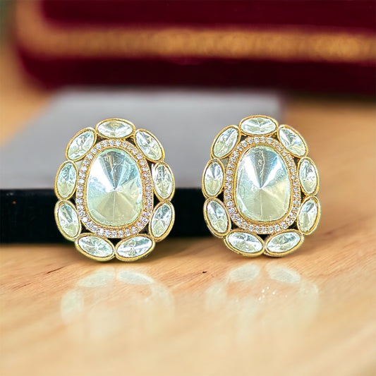 Uncut polki stud Earrings - Beauty Sutra by Shikha