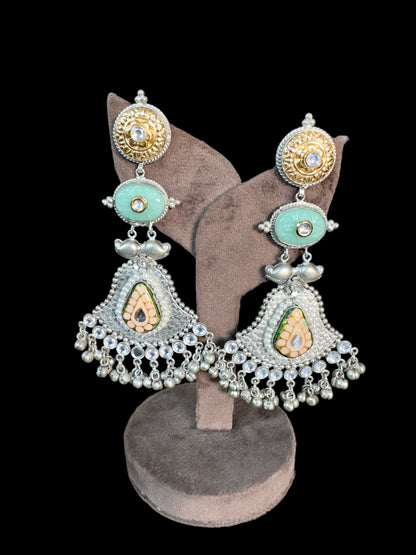 Silver fusion long earrings - Beauty Sutra by Shikha
