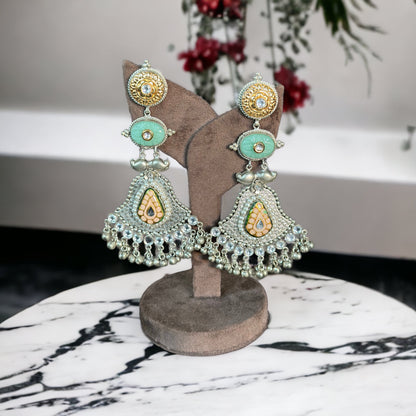 Silver fusion long earrings - Beauty Sutra by Shikha