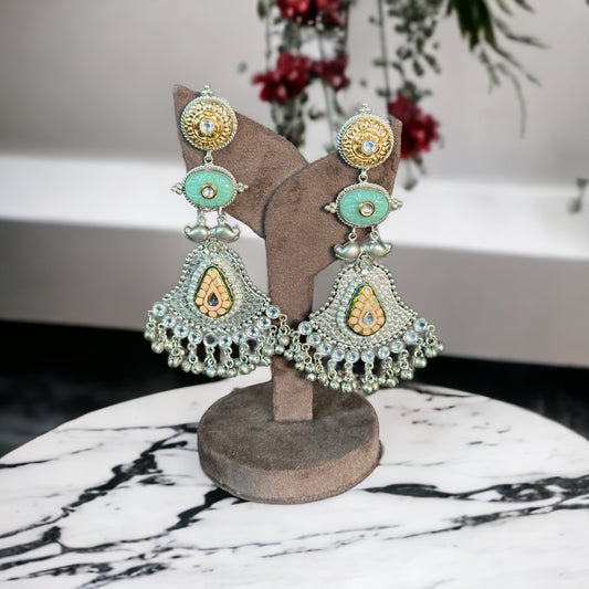 Silver fusion long earrings - Beauty Sutra by Shikha