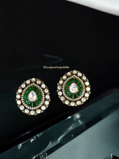 Vintage-Inspired Emerald and CZ Diamond Earrings: Luxurious Jewelry for Elegant Occasions