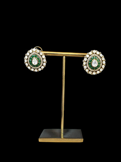 Vintage-Inspired Emerald and CZ Diamond Earrings: Luxurious Jewelry for Elegant Occasions