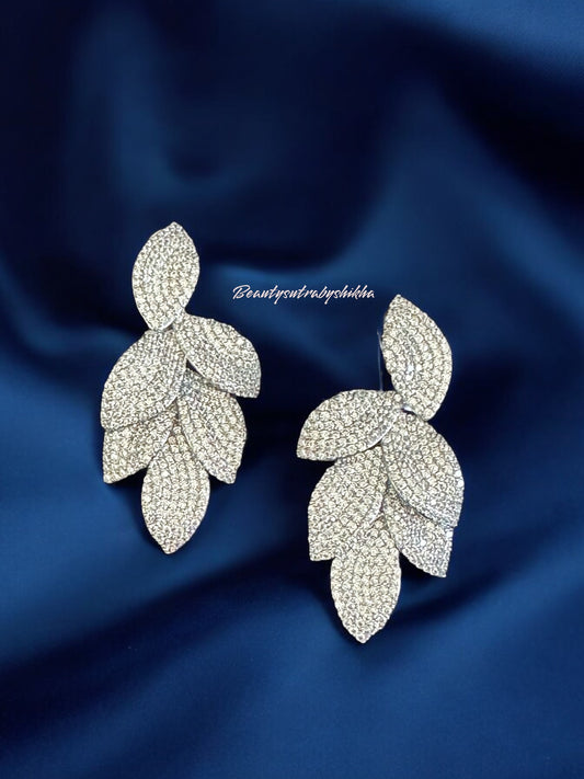 Exquisite CZ,Diamond Leaf Drop Earrings – Premium Jewelry by Beauty Sutra for a Glamorous Look