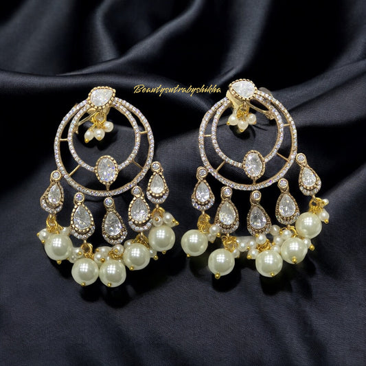 Pearl Drop Circular Statement Earrings