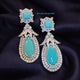 Turquoise Crystal Drop Earrings – Luxury Silver Dangle Earrings for Weddings & Special Occasions | BeautySutra by Shikha