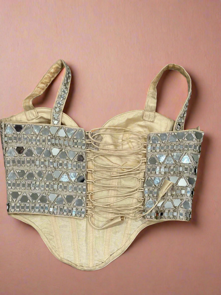 Handmade Mirror Work Blouse | Designer Choli Crop Top | Indian Party Wear Lehenga Blouse | Festival & Wedding Outfit