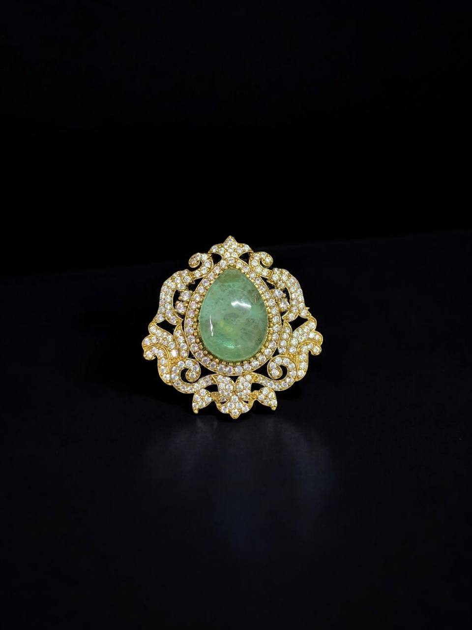 Gold Crystal Brooch with Center Stone – Holiday Festive Jewelry