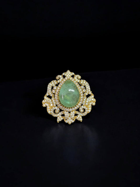 Gold Crystal Brooch with Center Stone – Holiday Festive Jewelry