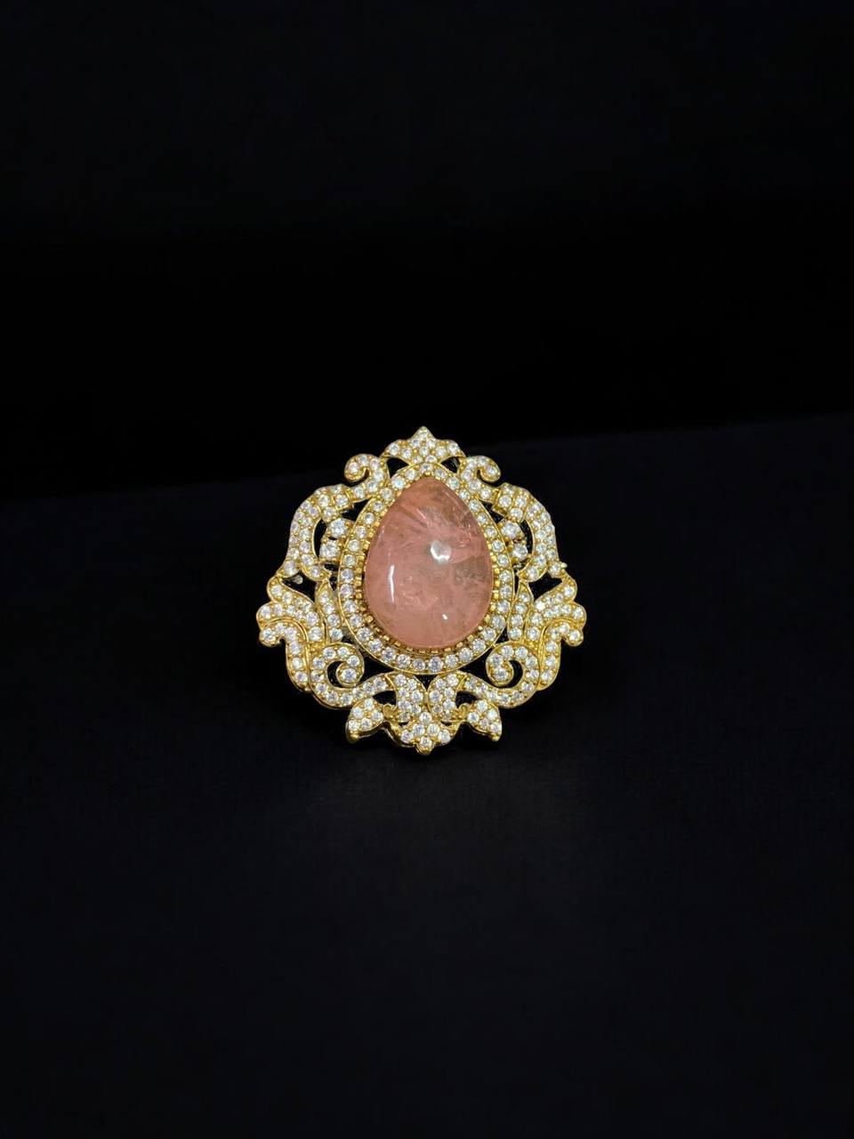 Gold Crystal Brooch with Center Stone – Holiday Festive Jewelry