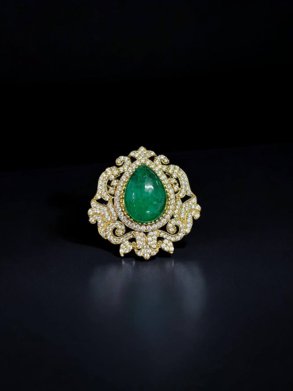 Gold Crystal Brooch with Center Stone – Holiday Festive Jewelry