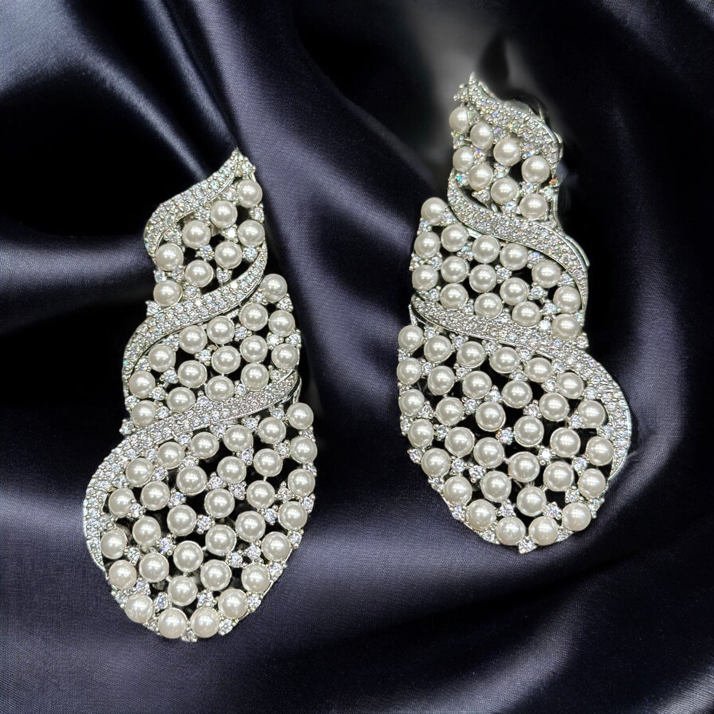 Elegant Pearl & Crystal Statement Earrings