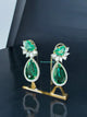 Emerald Green Teardrop Statement Earrings | CZ & American Diamond Dangler Earrings