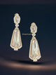 Elegant Crystal Drop Earrings with Gold Accents & CZ Halo