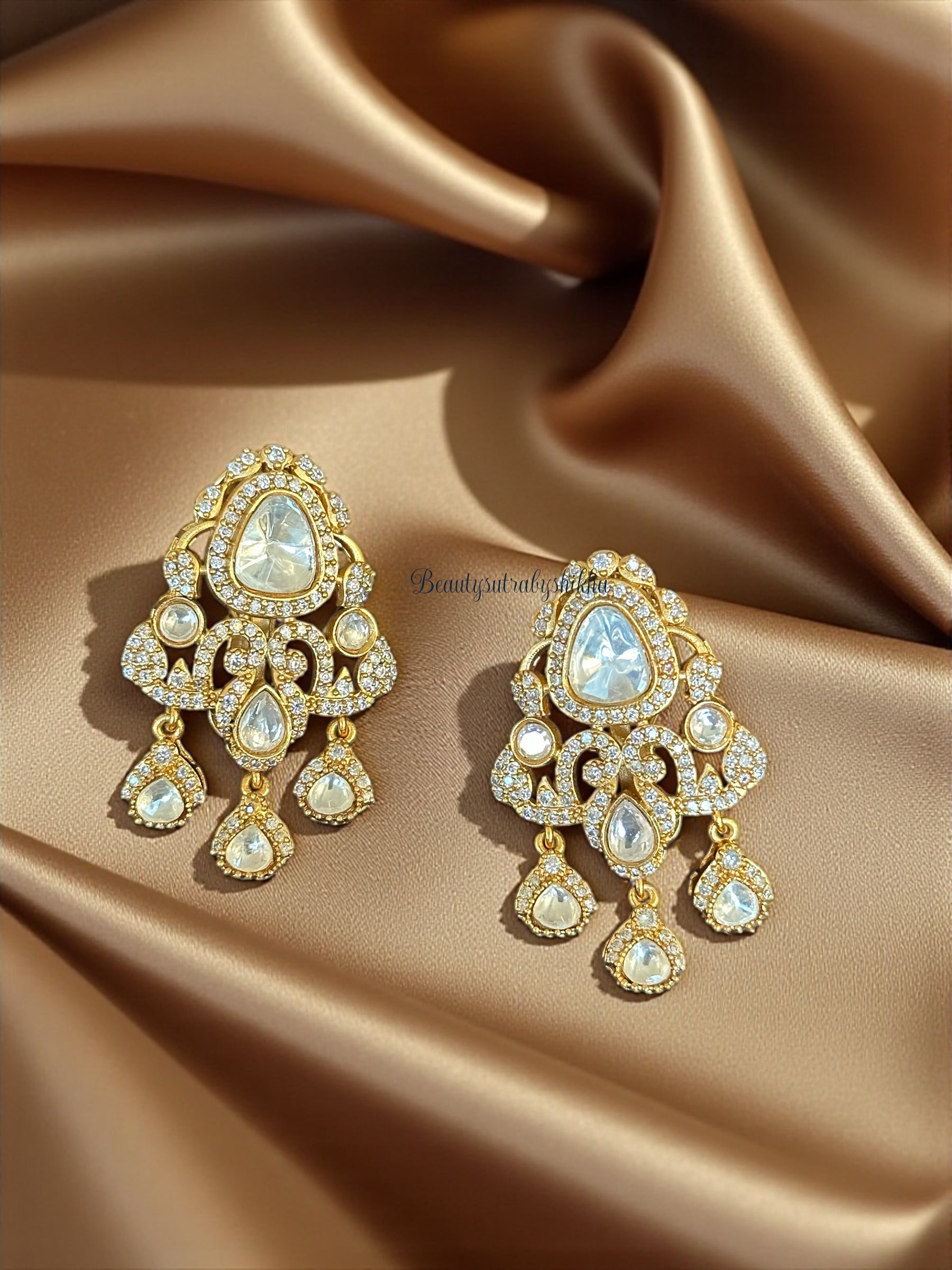 Gold-Plated Kundan Style Holiday Earrings | BeautySutra by Shikha