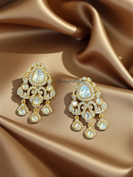 Gold-Plated Kundan Style Holiday Earrings | BeautySutra by Shikha