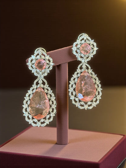 Peach Doublet Stone Party Earrings | BeautySutra by Shikha