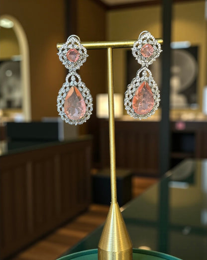 Peach Doublet Stone Party Earrings | BeautySutra by Shikha