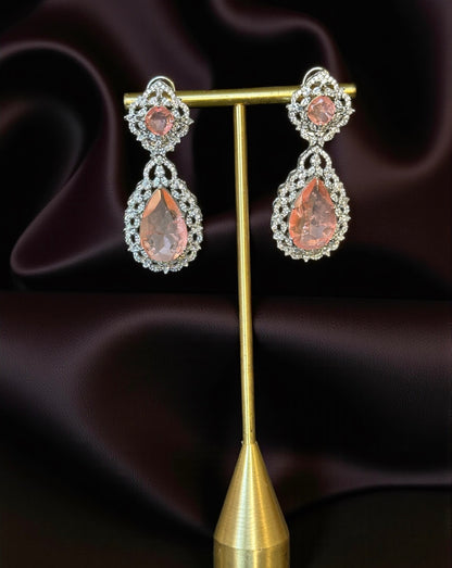 Peach Doublet Stone Party Earrings | BeautySutra by Shikha