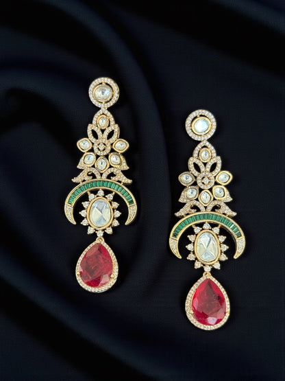 Ruby drop Statement Earrings – Festive Holiday Jewelry for Thanksgiving & Christmas | BeautySutra by Shikha