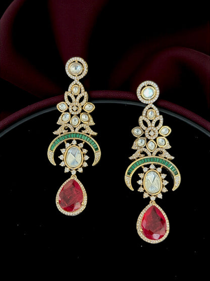 Ruby drop Statement Earrings – Festive Holiday Jewelry for Thanksgiving & Christmas | BeautySutra by Shikha