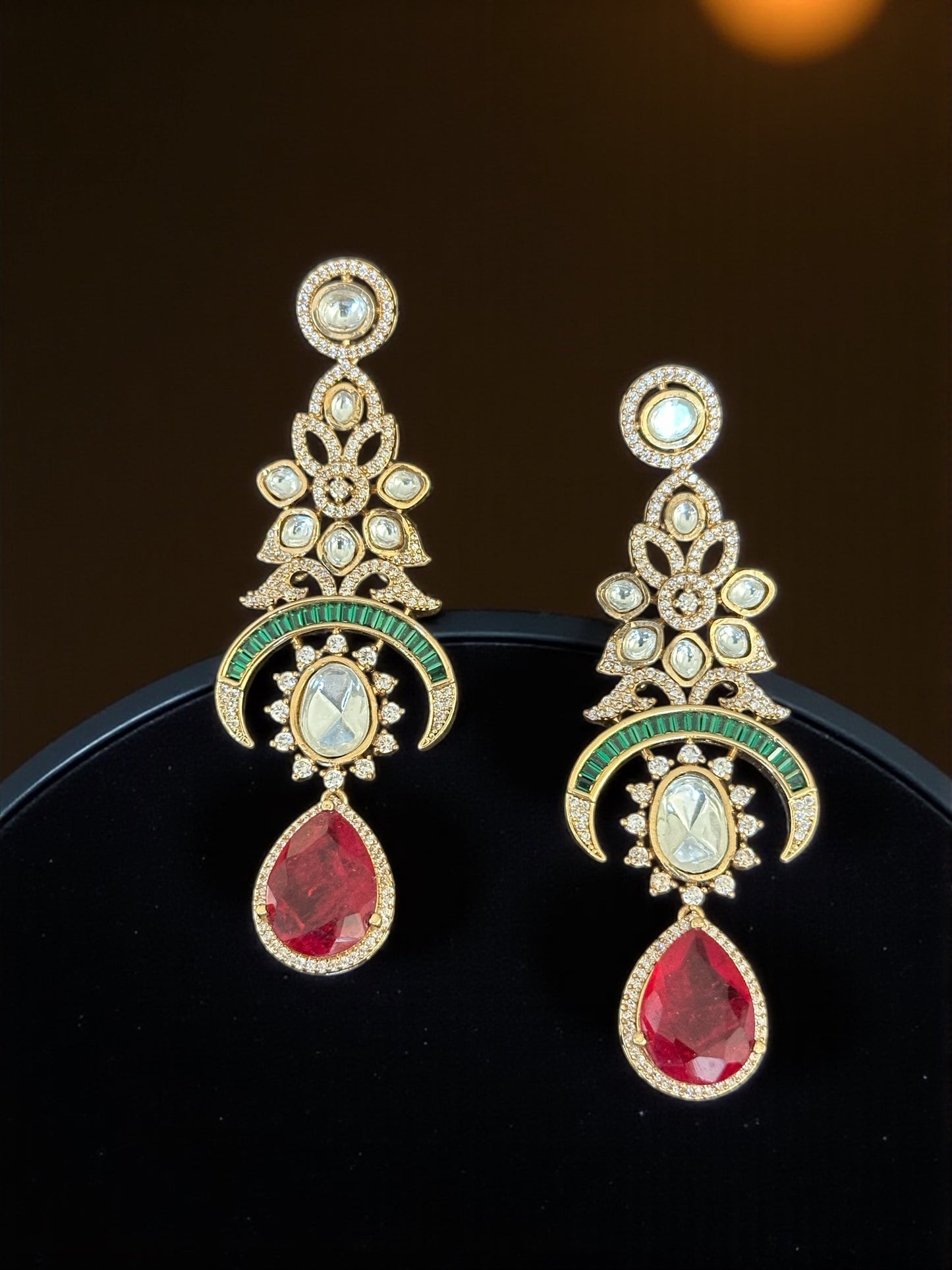 Ruby drop Statement Earrings – Festive Holiday Jewelry for Thanksgiving & Christmas | BeautySutra by Shikha