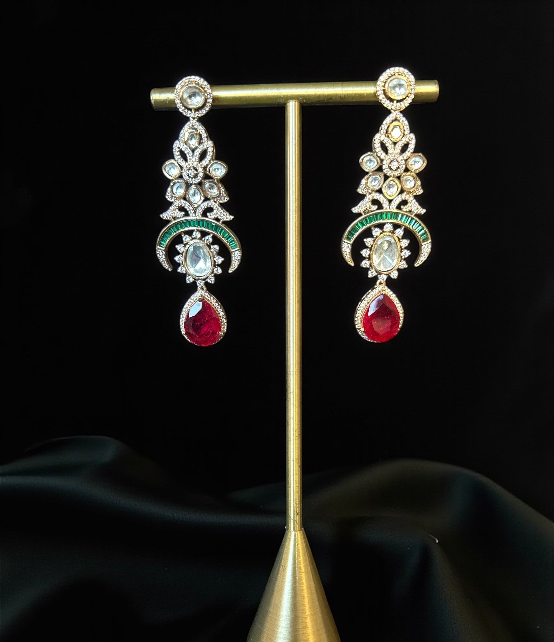 Ruby drop Statement Earrings – Festive Holiday Jewelry for Thanksgiving & Christmas | BeautySutra by Shikha