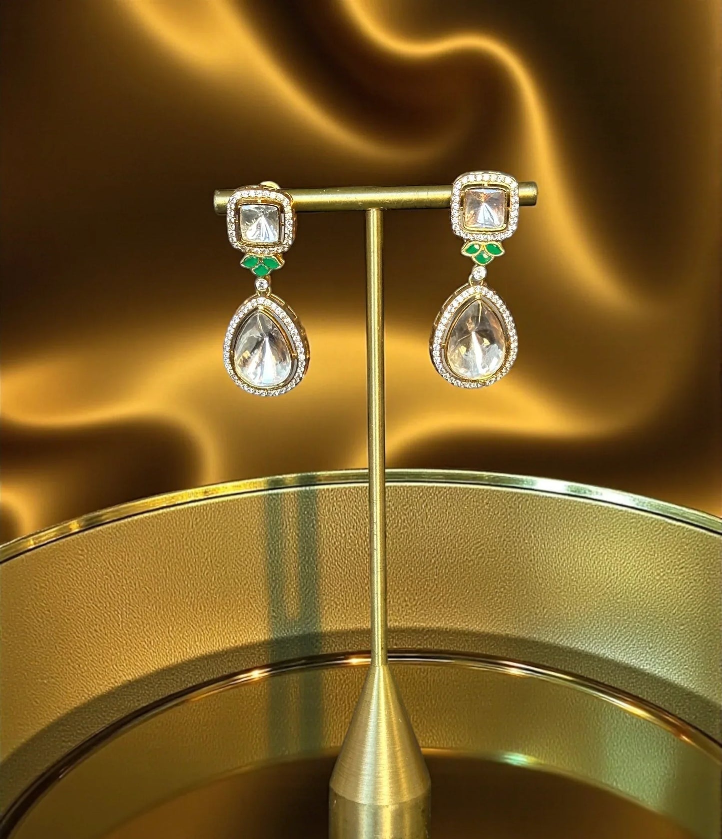 Vintage Gold Diamond Halo Chandelier Drop Earrings | Luxury Gift - BeautySutra by Shikha