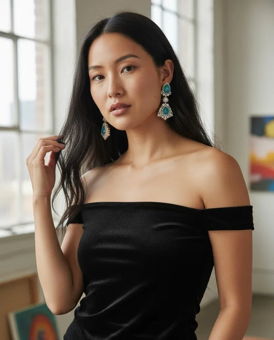 Turquoise Chandelier Earrings – Elegant Holiday Statement Jewelry