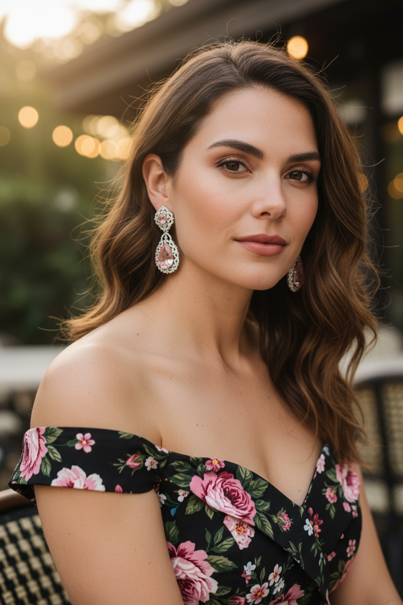 Peach Doublet Stone Party Earrings | BeautySutra by Shikha