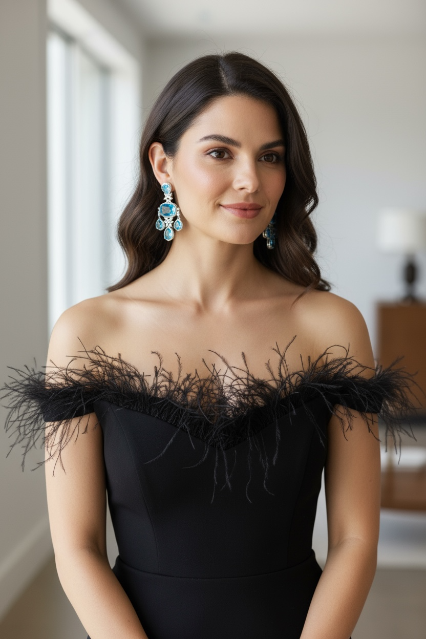 Luxury Blue Statement Earrings – Silver Crystal Dangle Earrings for Weddings & Parties | BeautySutra by Shikha