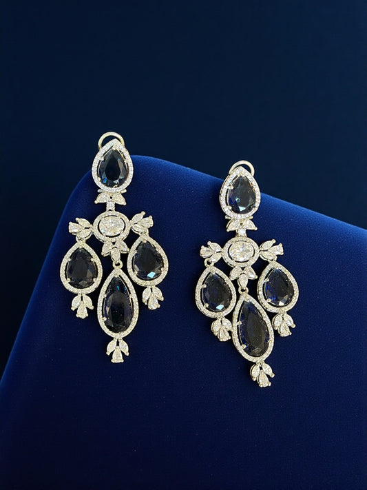 Blue Crystal Chandelier Earrings – Holiday Party Statement Jewelry