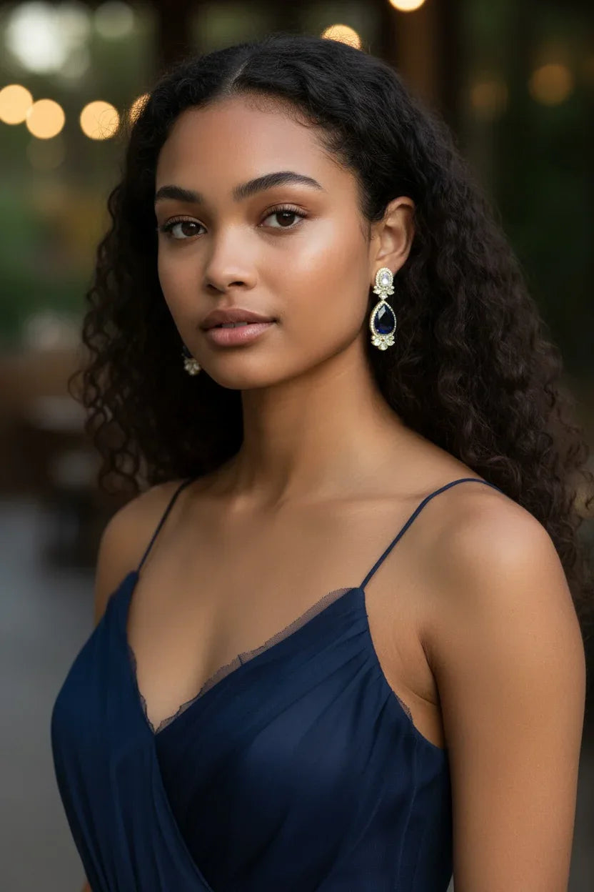 Sapphire Blue Kundan Statement Earrings – Holiday & Christmas Jewelry - BeautySutra by Shikha