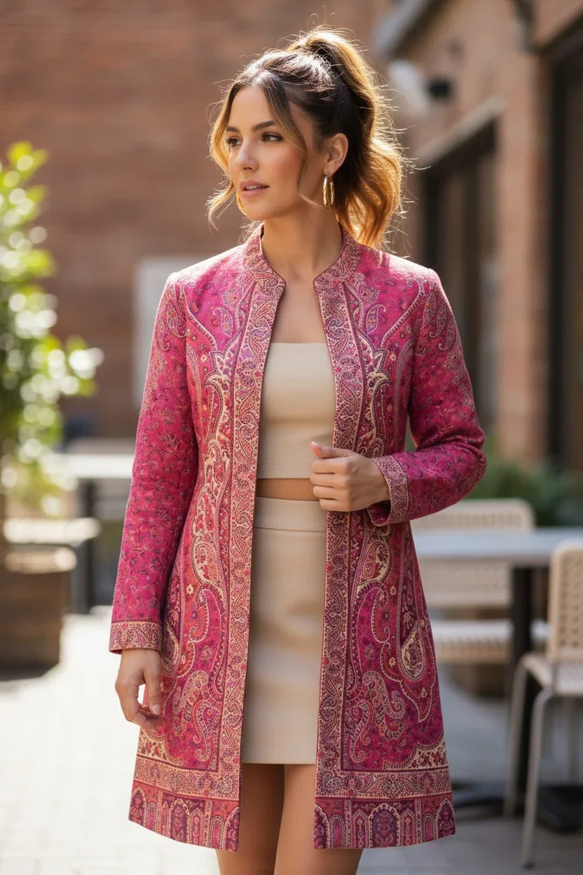 Paisley Print Woolen Ethnic Jacket for Women | Handcrafted Indo-Western Winter Jacket – BeautySutra by Shikha - BeautySutra by Shikha