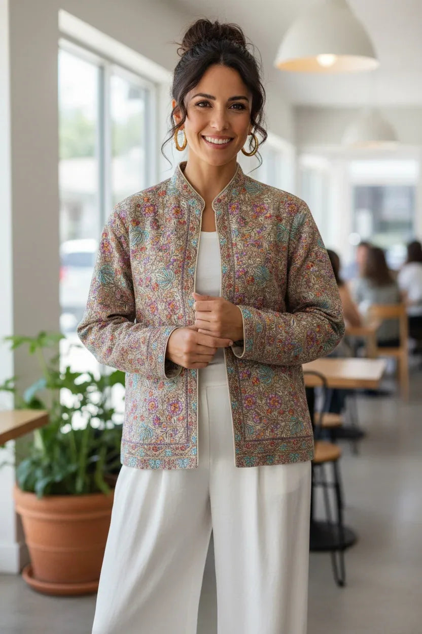 Handwoven Pashmina Embroidered Woolen Jacket | Luxury Winter Ethnic Jacket for Women - BeautySutra by Shikha