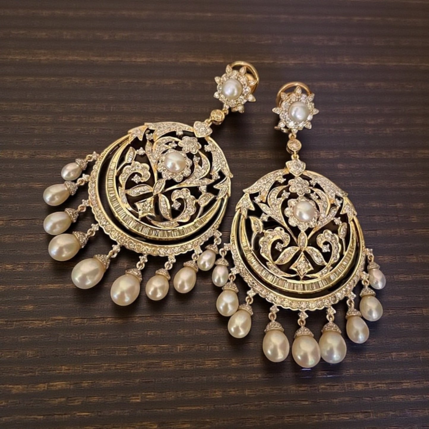 The Maharani Crescent Pearl Dangler Earrings