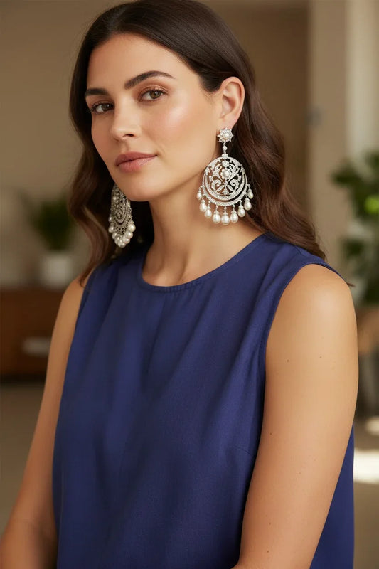The Maharani Crescent Pearl Dangler Earrings