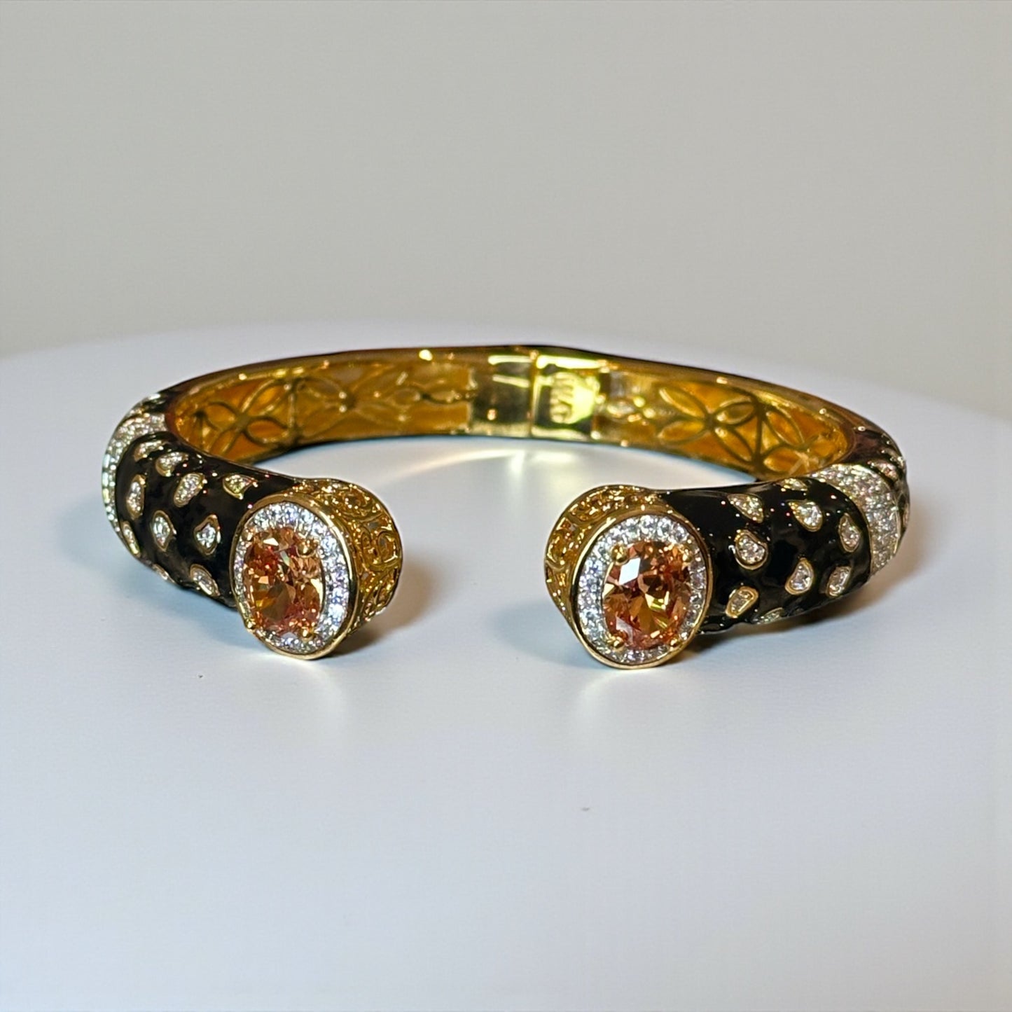 Gold-Plated Morganite Halo Cuff Bracelet – Holiday Gift 2025