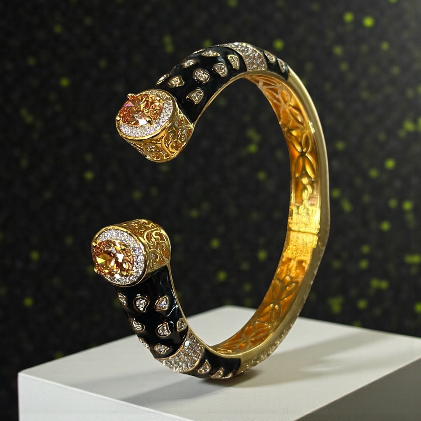 Gold-Plated Morganite Halo Cuff Bracelet – Holiday Gift 2025