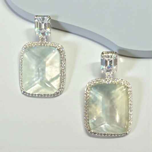 White-Gold Aquamarine Drop Earrings – Luxe Holiday Gift 2025