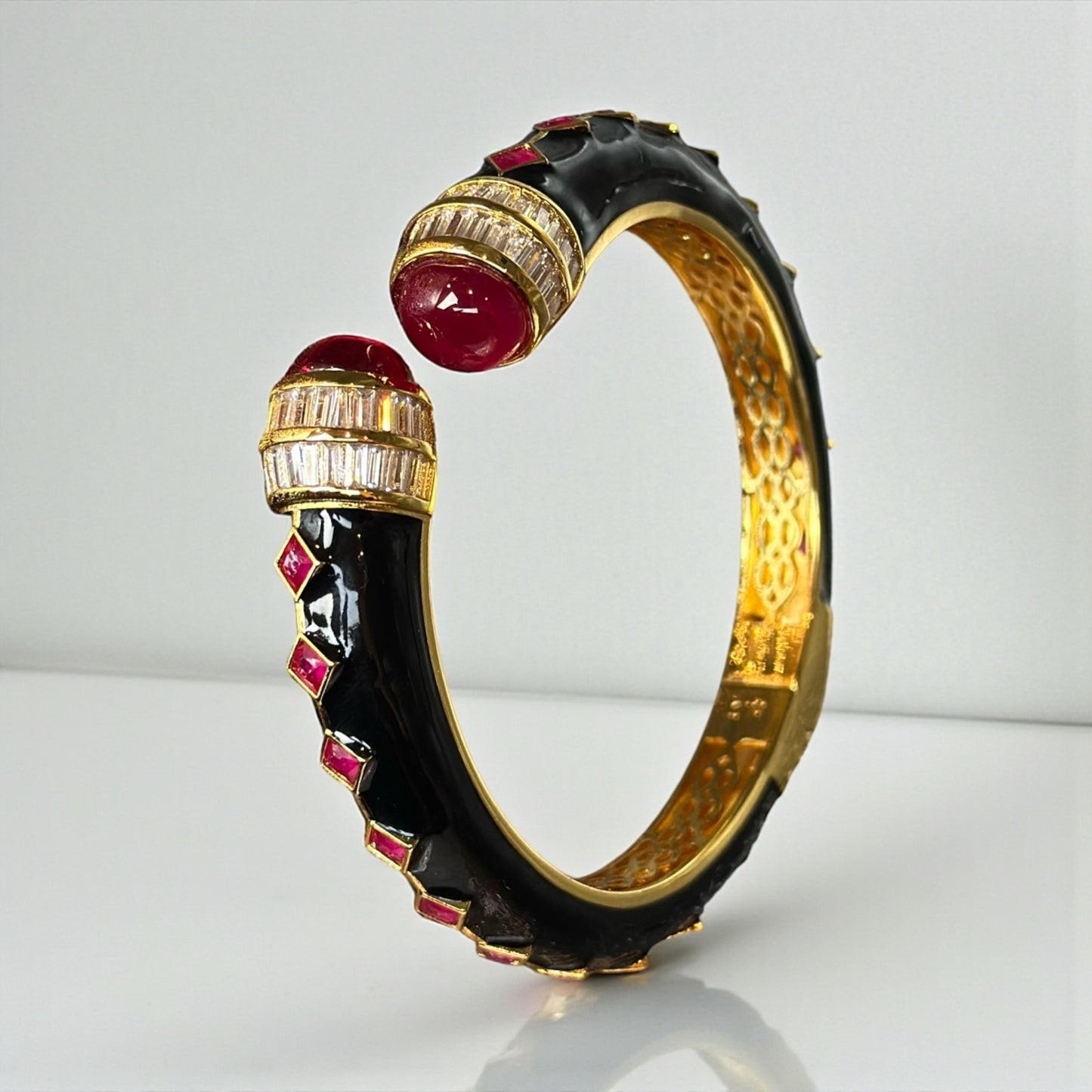 Black Enamel & Ruby Bangle – Holiday Luxury Gift 2025