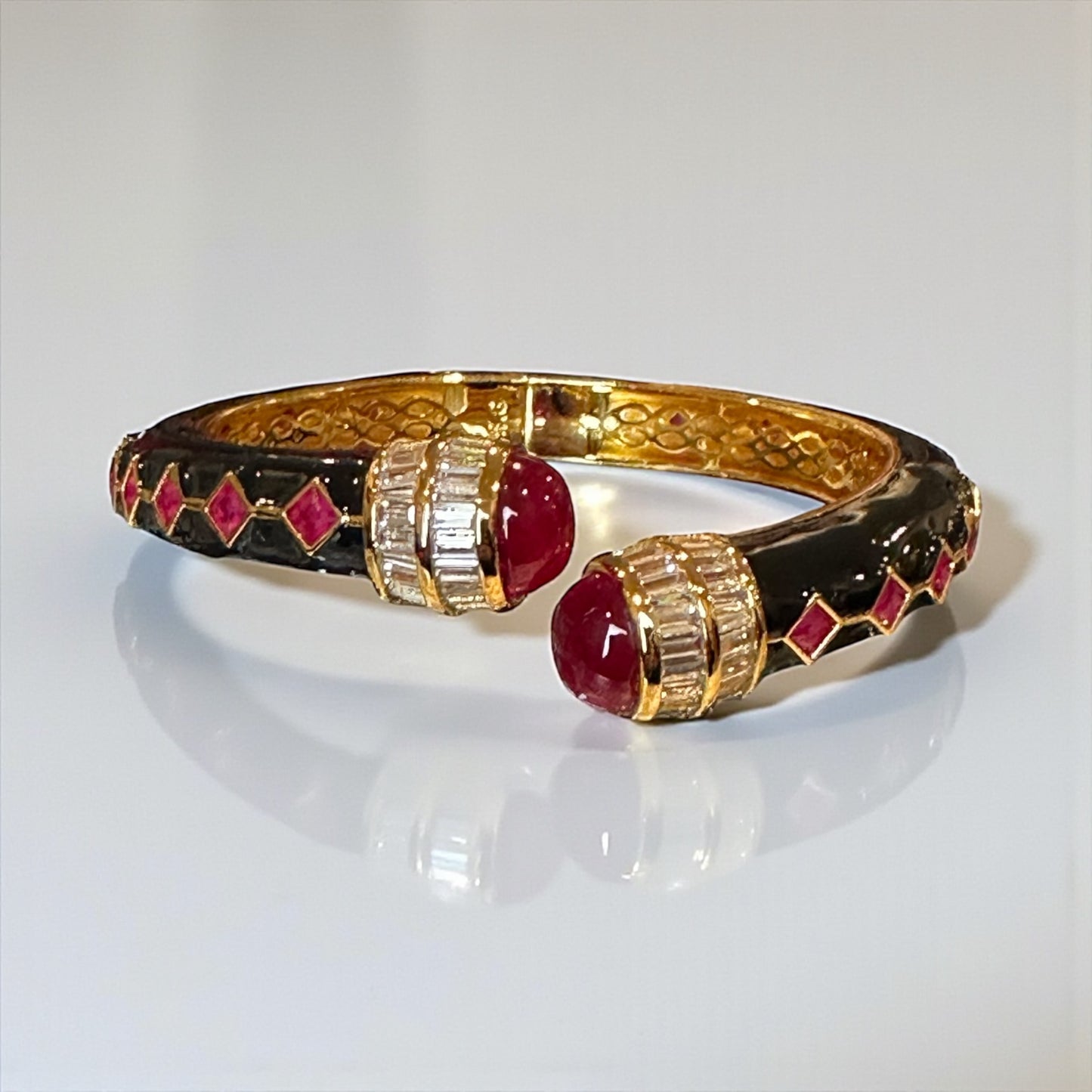 Black Enamel & Ruby Bangle – Holiday Luxury Gift 2025