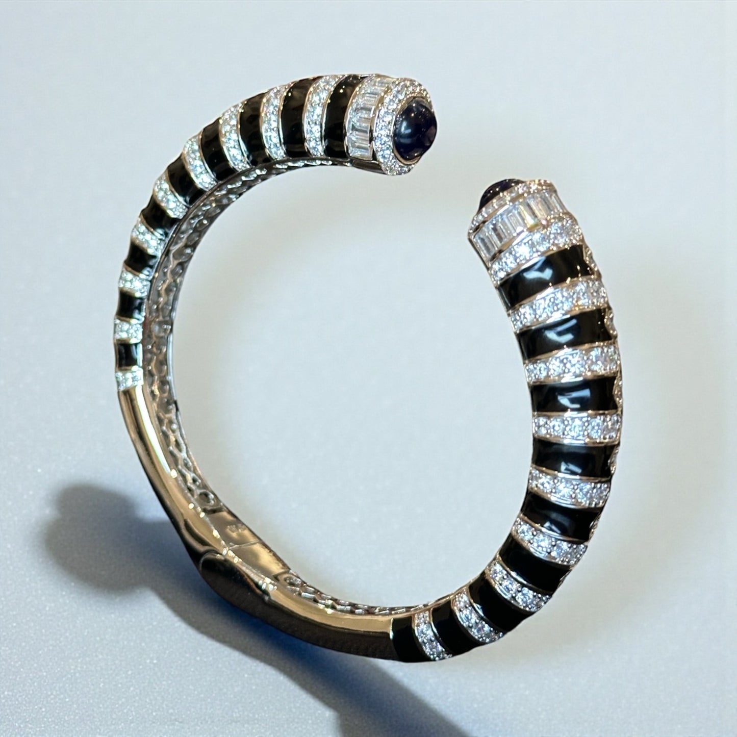 Sapphire Cuff – Black Enamel & Diamond Sparkle