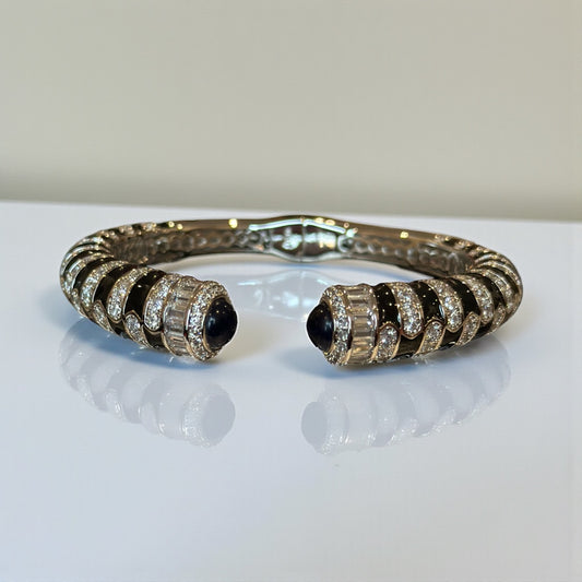 Sapphire Cuff – Black Enamel & Diamond Sparkle