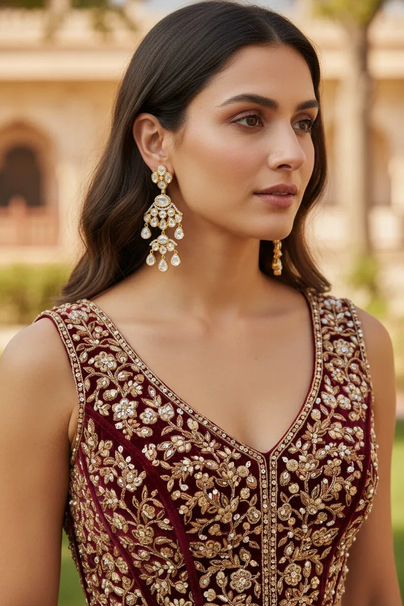 Gold-Tone Chandelier Earrings – Glamorous Holiday Gift 2025 - BeautySutra by Shikha